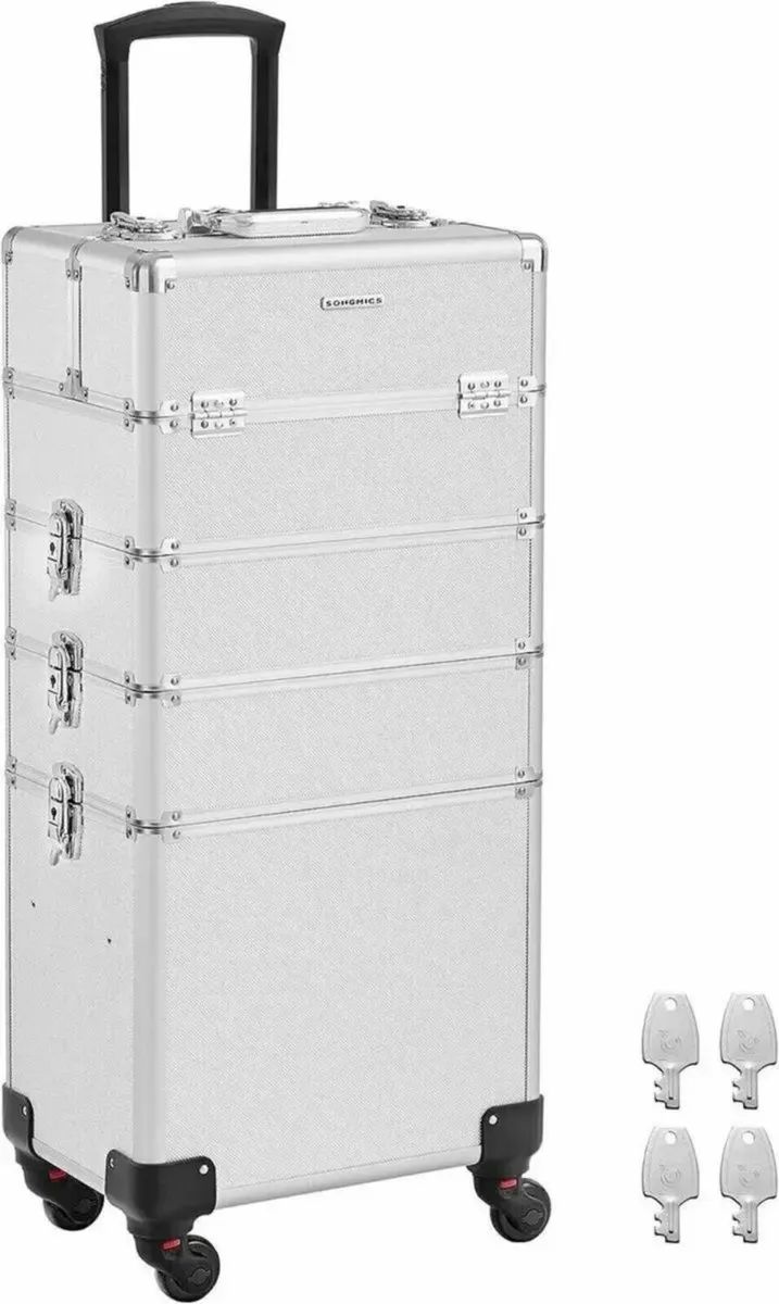 Makeup Trolley Case 4-in-1 Aluminum Travel Box - Image 1