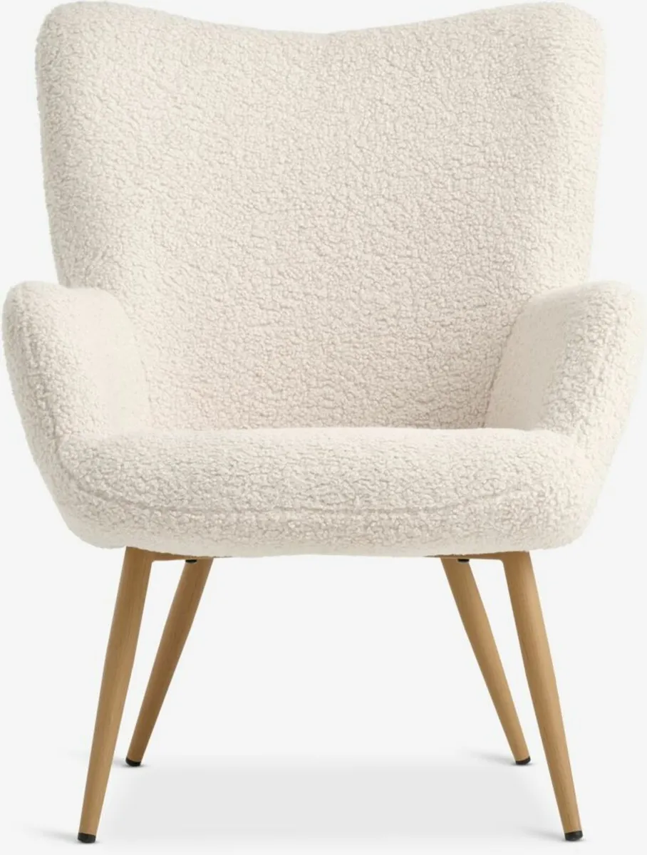 Cream Boucle Fabric Armchair