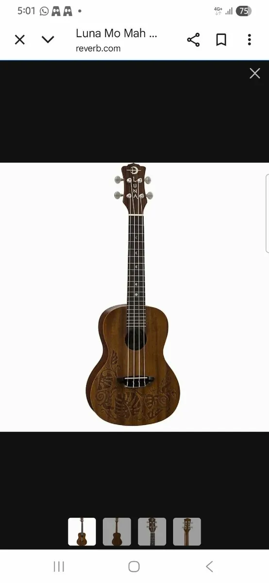 beautiful mahogany luna ukes ukulele with lizard e - Image 3