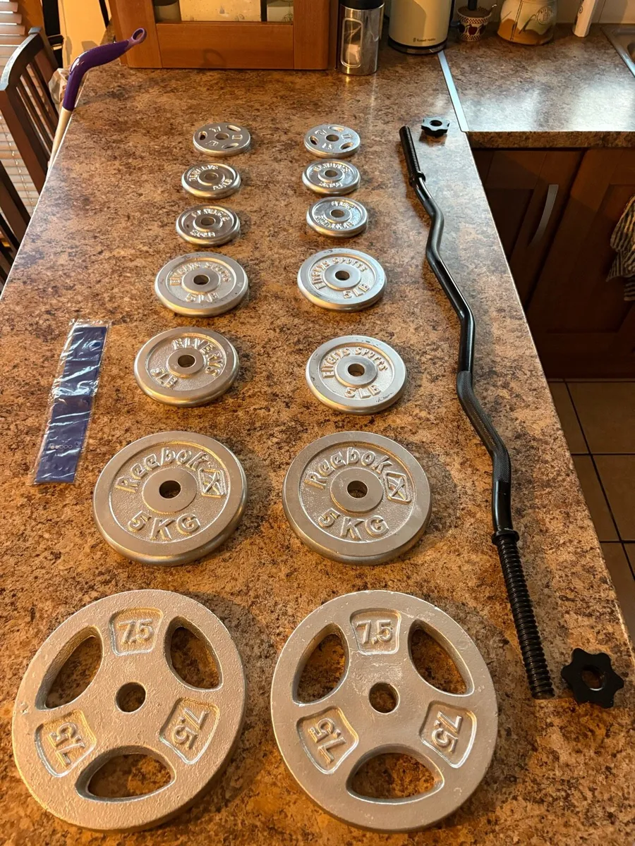 40KG CHROME METAL WEIGHTS + 5KG CHRONE METAL WGTS.