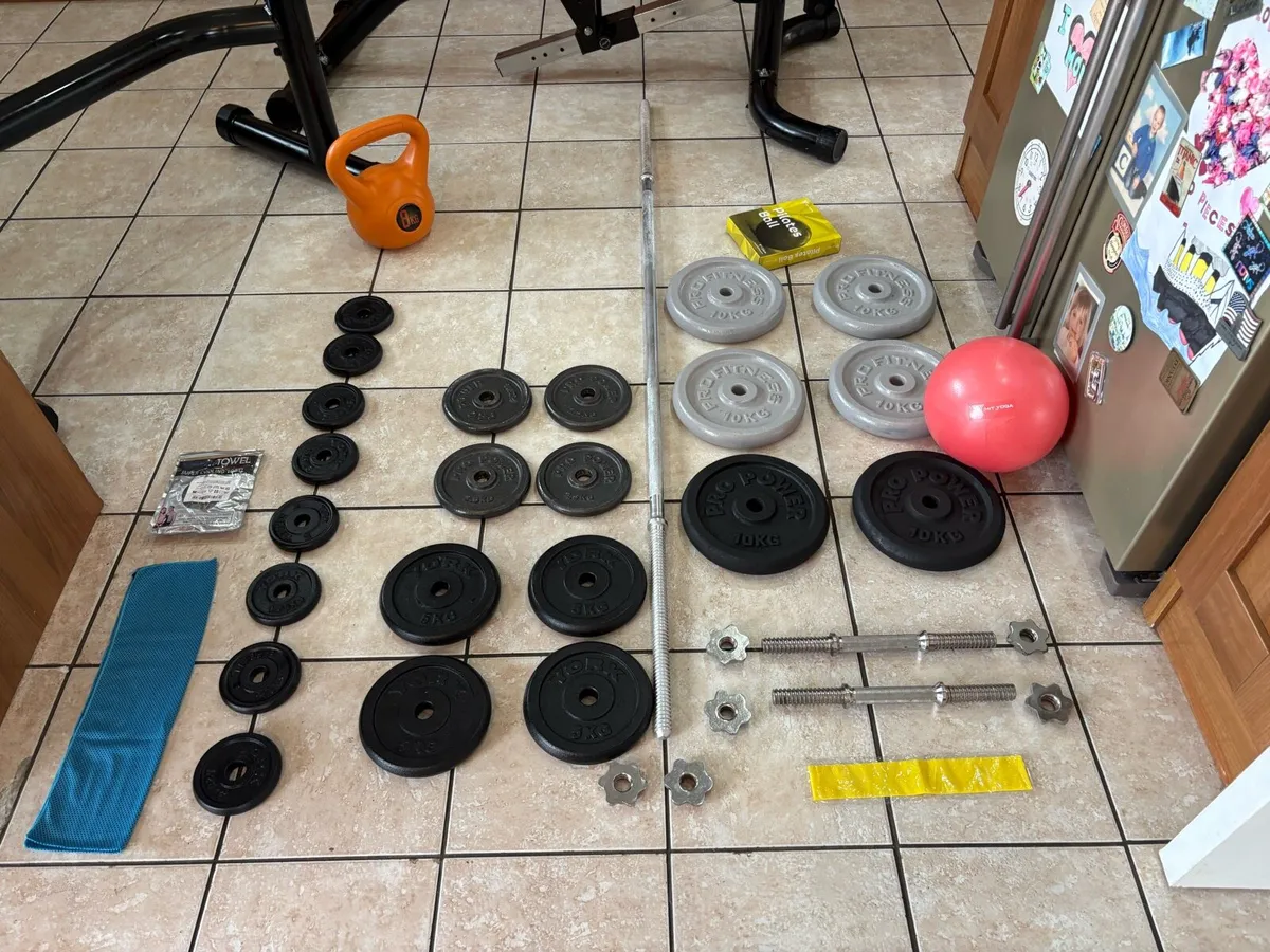 COMPLETE GYM, BENCH, LEG, SQUAT, WEIGHTS, BARS ETC - Image 2