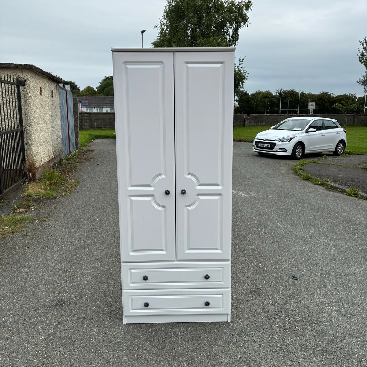 White wardrobe with 2 deep drawers - Image 1