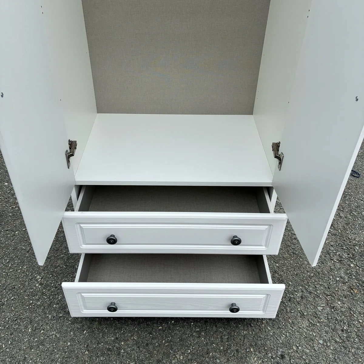 White wardrobe with 2 deep drawers - Image 3