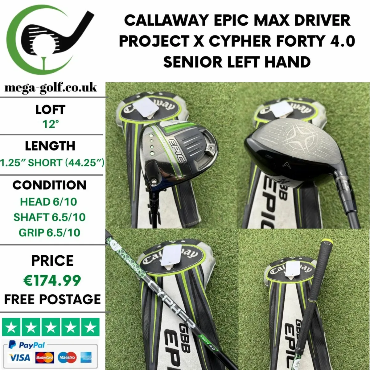CALLAWAY EPIC MAX DRIVER / 12° / SENIOR /LEFT HAND - Image 1