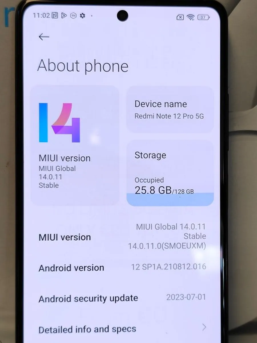 Xiaomi Redmi Note 12 Pro 5G 128GB (6+2) GB RAM Midnight Black Dual Sim Unlocked Android Smartphone (Like New) - Image 4