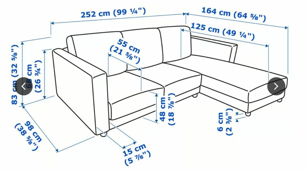 IKEA VIMLE 3-seat sofa, with chaise longue - Image 4