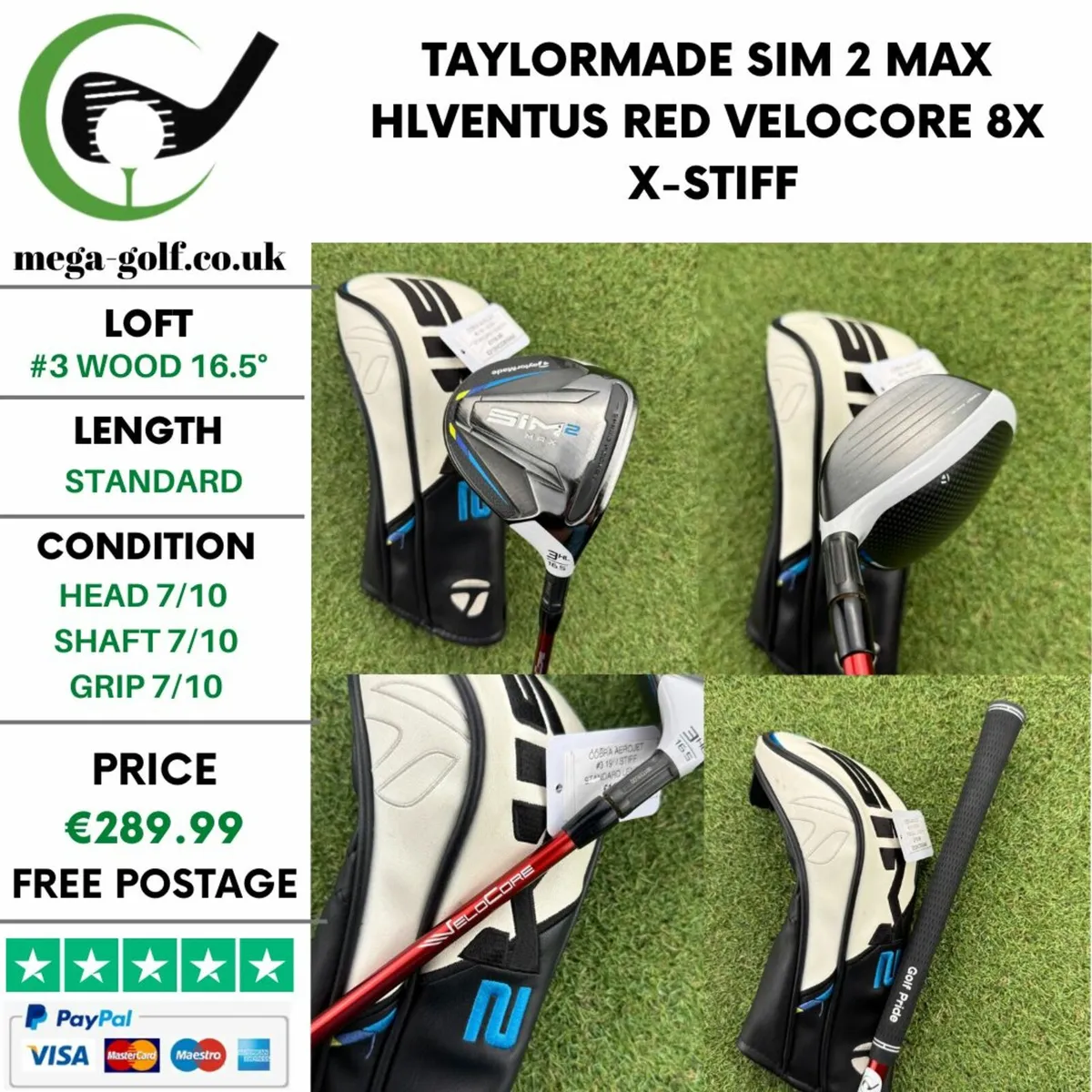 TAYLORMADE SIM 2 MAX HL #3 WOOD 16.5° / X-STIFF - Image 1