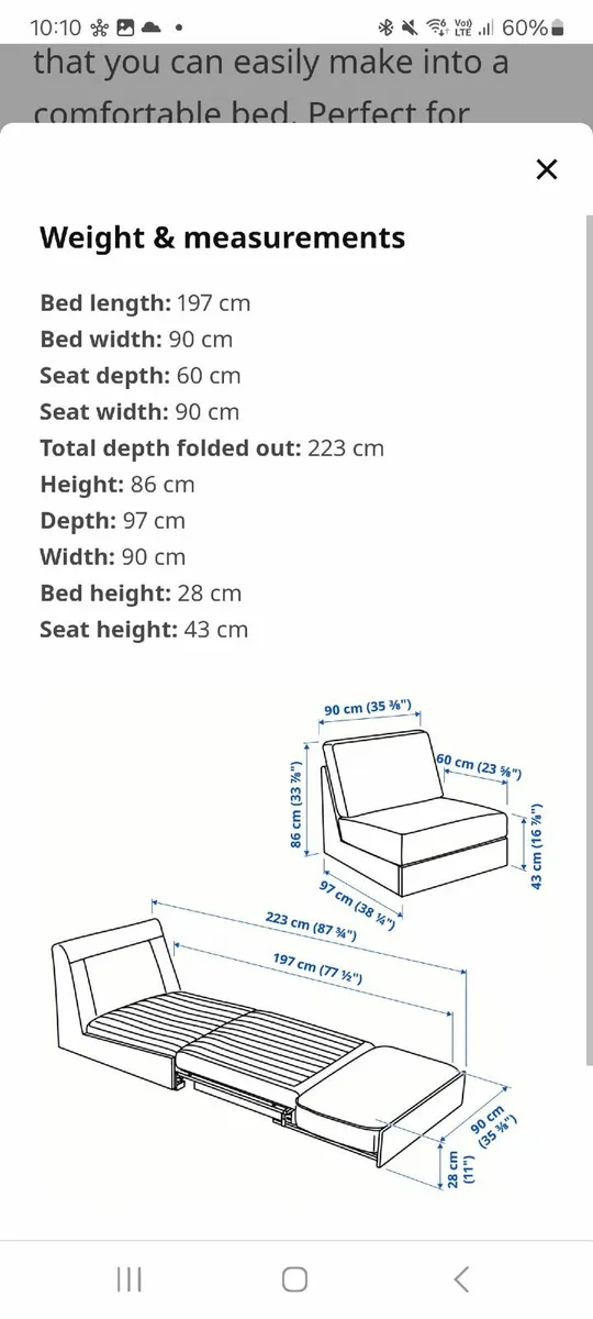 Ikea chair sofa bed - Image 4