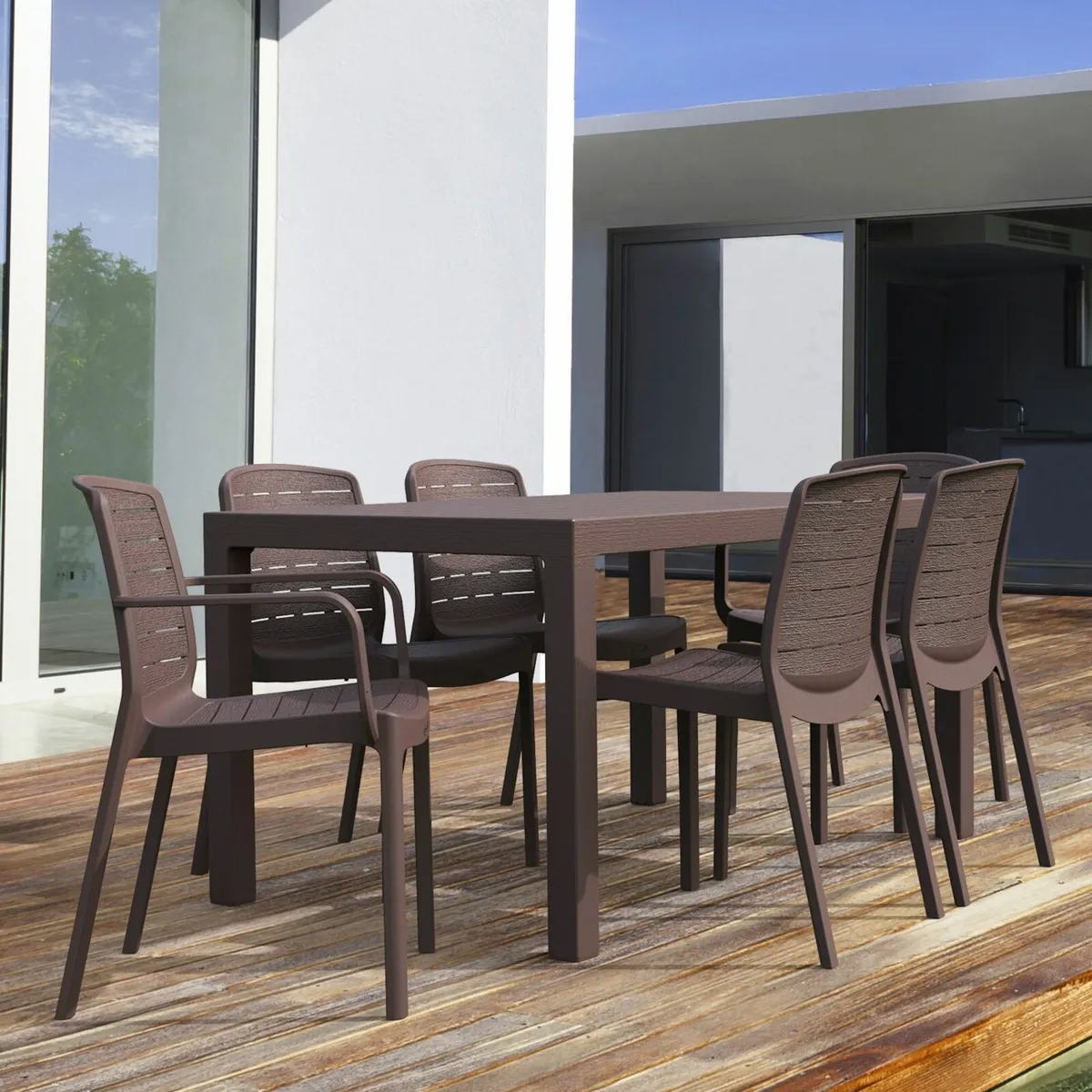 Cedargrain 6 Seater Table & 4 Chairs & 2 Armchairs - Image 3