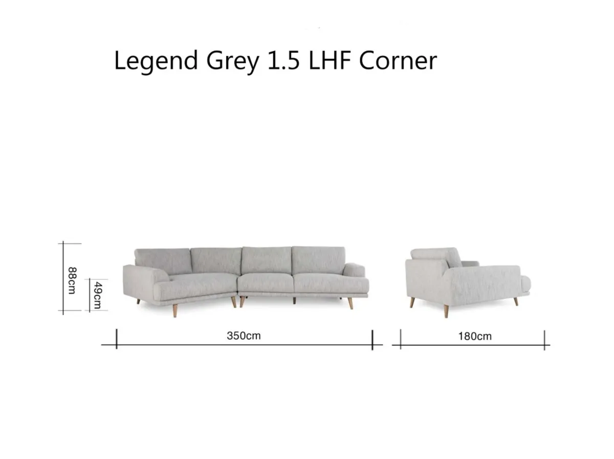 1.5 Cor/2.5 Seater Grey Fabric Corner Sofa - Image 1