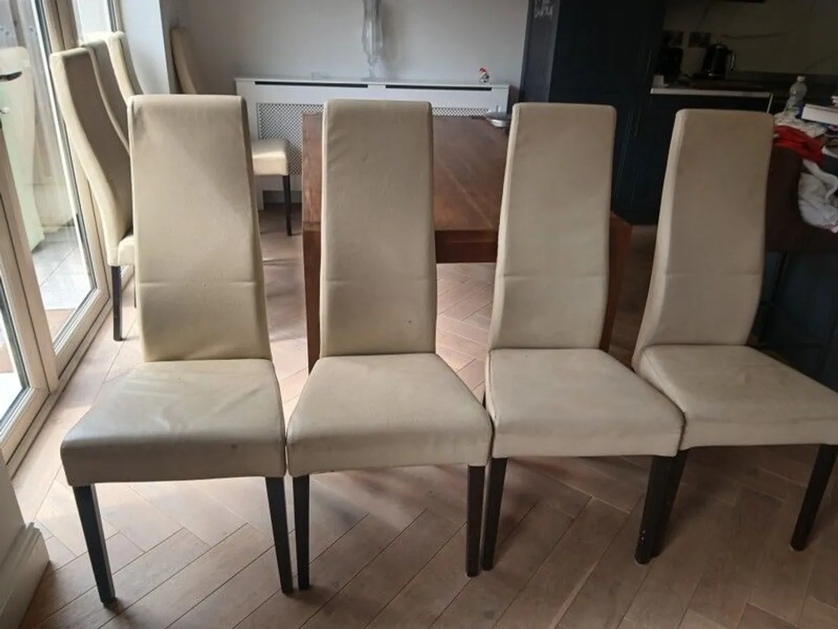 8 cream leather dining chairs - Image 1