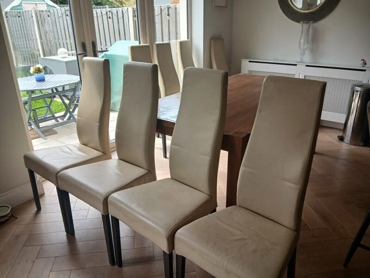 8 cream leather dining chairs - Image 2