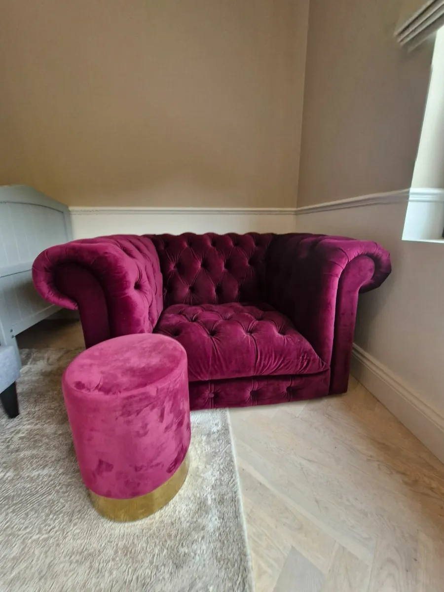 Furniture - velvet chair and stool - Image 2
