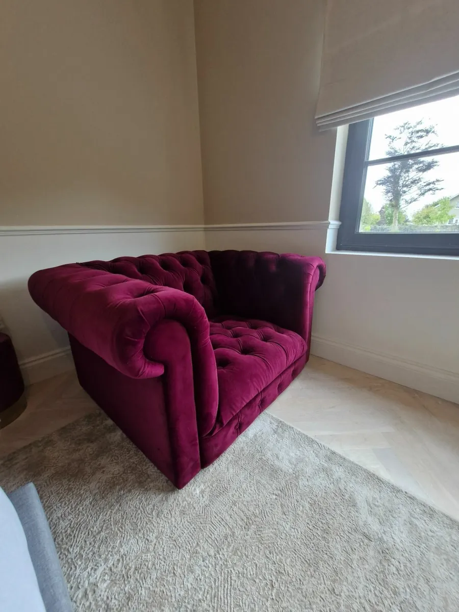 Furniture - velvet chair and stool - Image 3