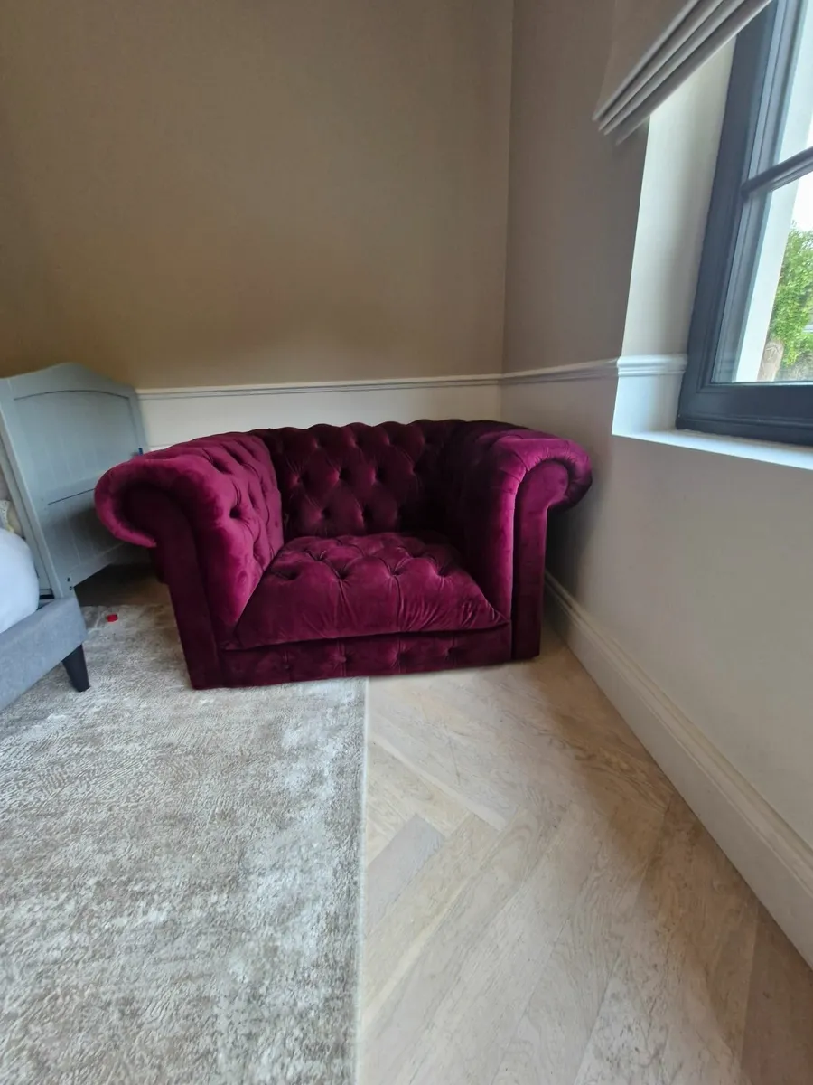 Furniture - velvet chair and stool - Image 4