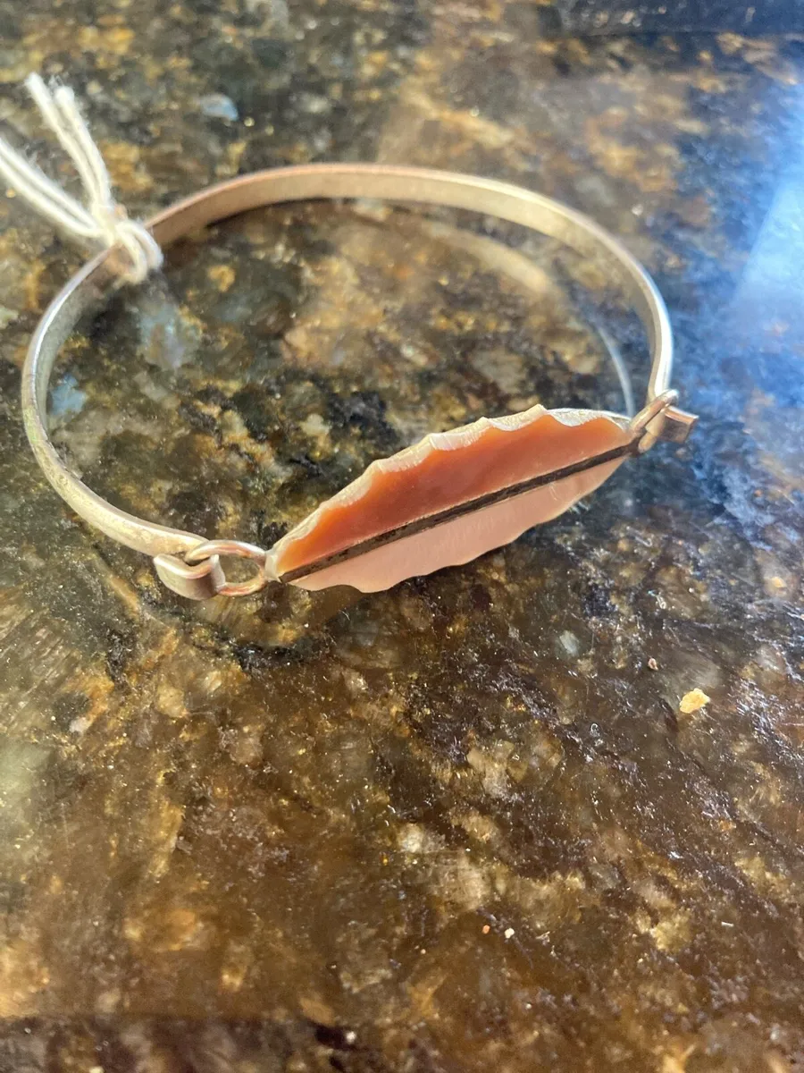 Mexican Silver mother of pearl bangle - Image 1