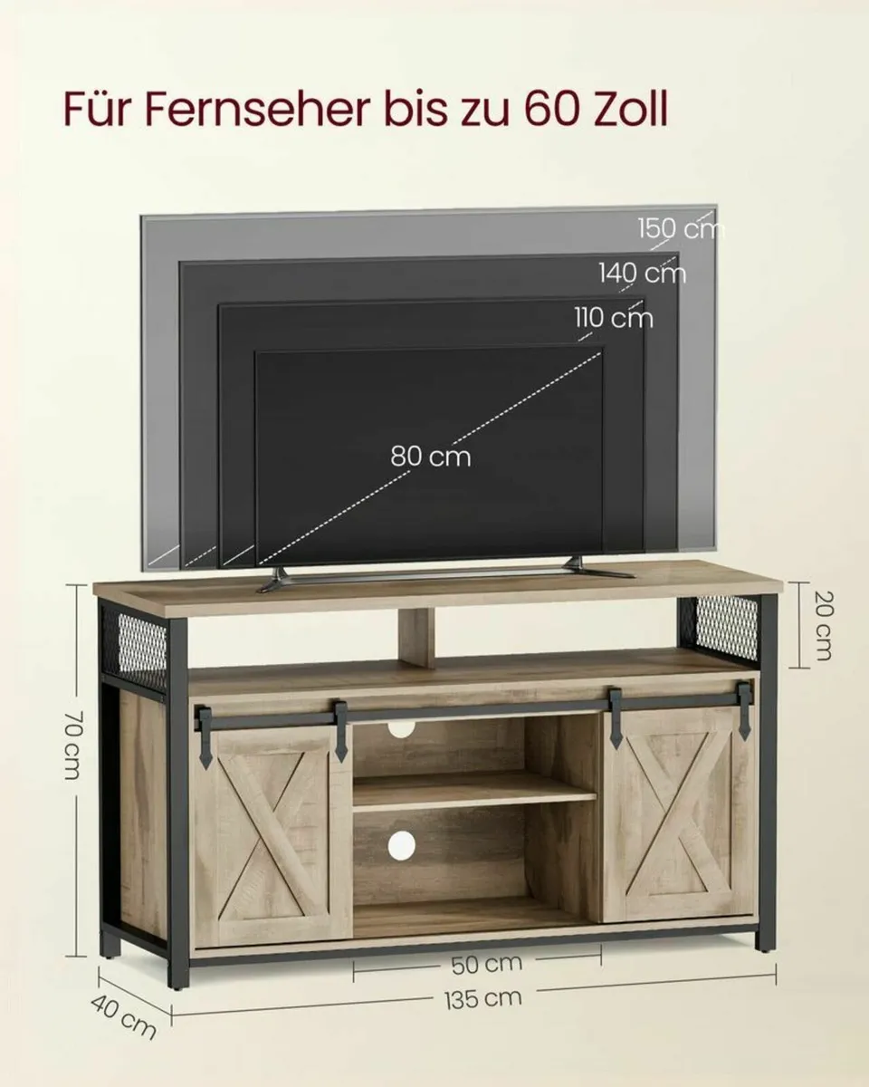 TV Display Unit With Sliding Barn Doors -FREE P&P - Image 2
