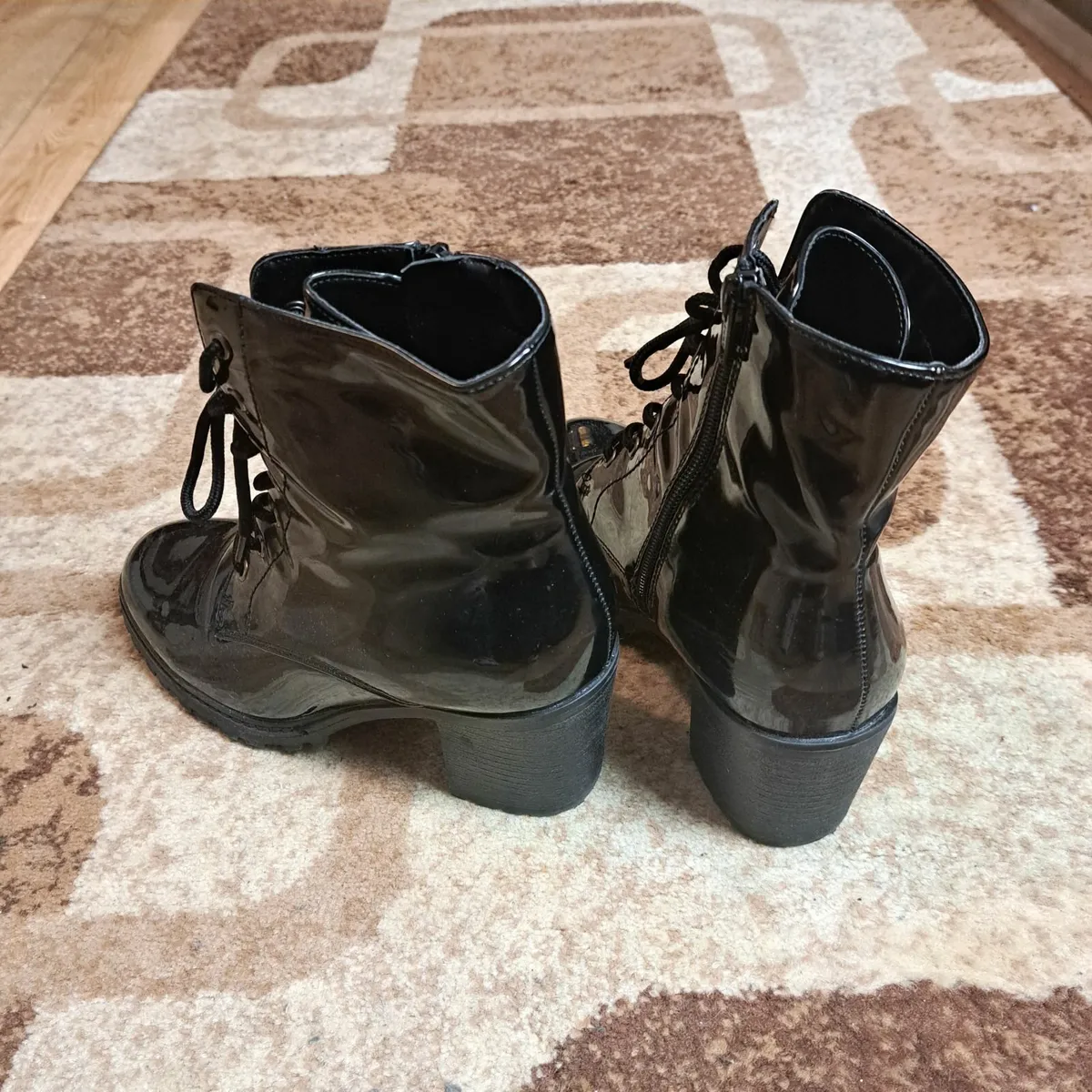 Next Black Lace Up Block Heel Ankle Boots 5UK/38EU - Image 2