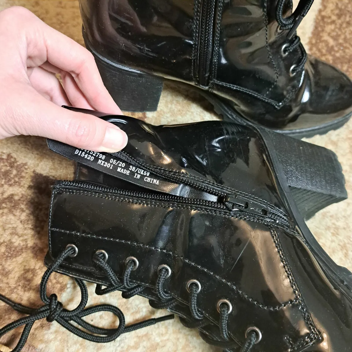 Next Black Lace Up Block Heel Ankle Boots 5UK/38EU - Image 3