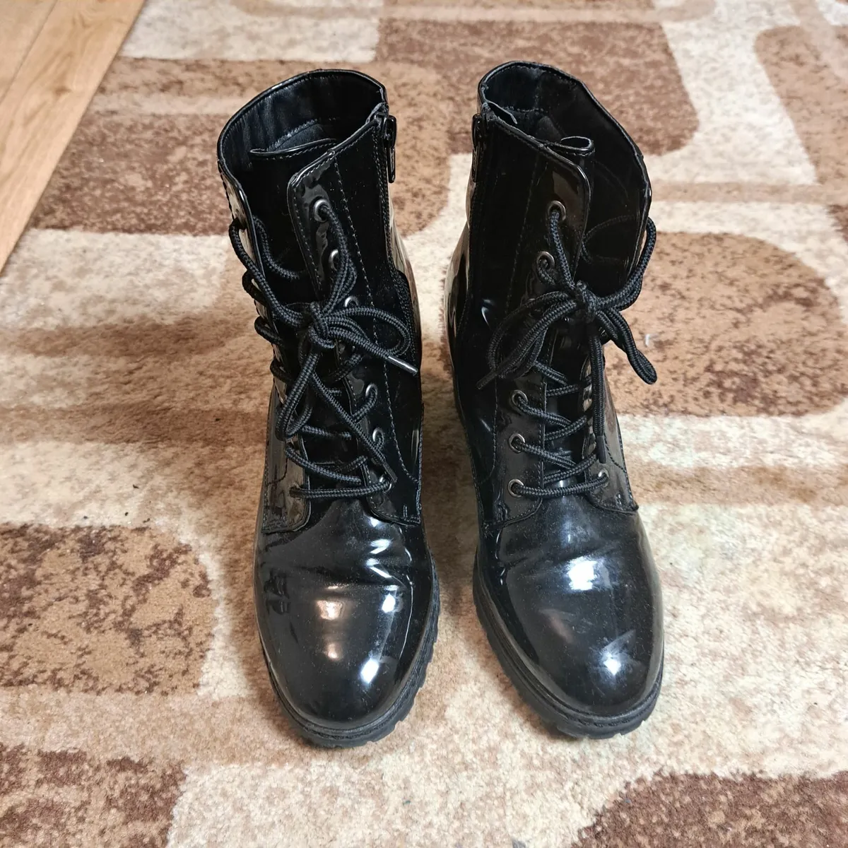 Next Black Lace Up Block Heel Ankle Boots 5UK/38EU - Image 4