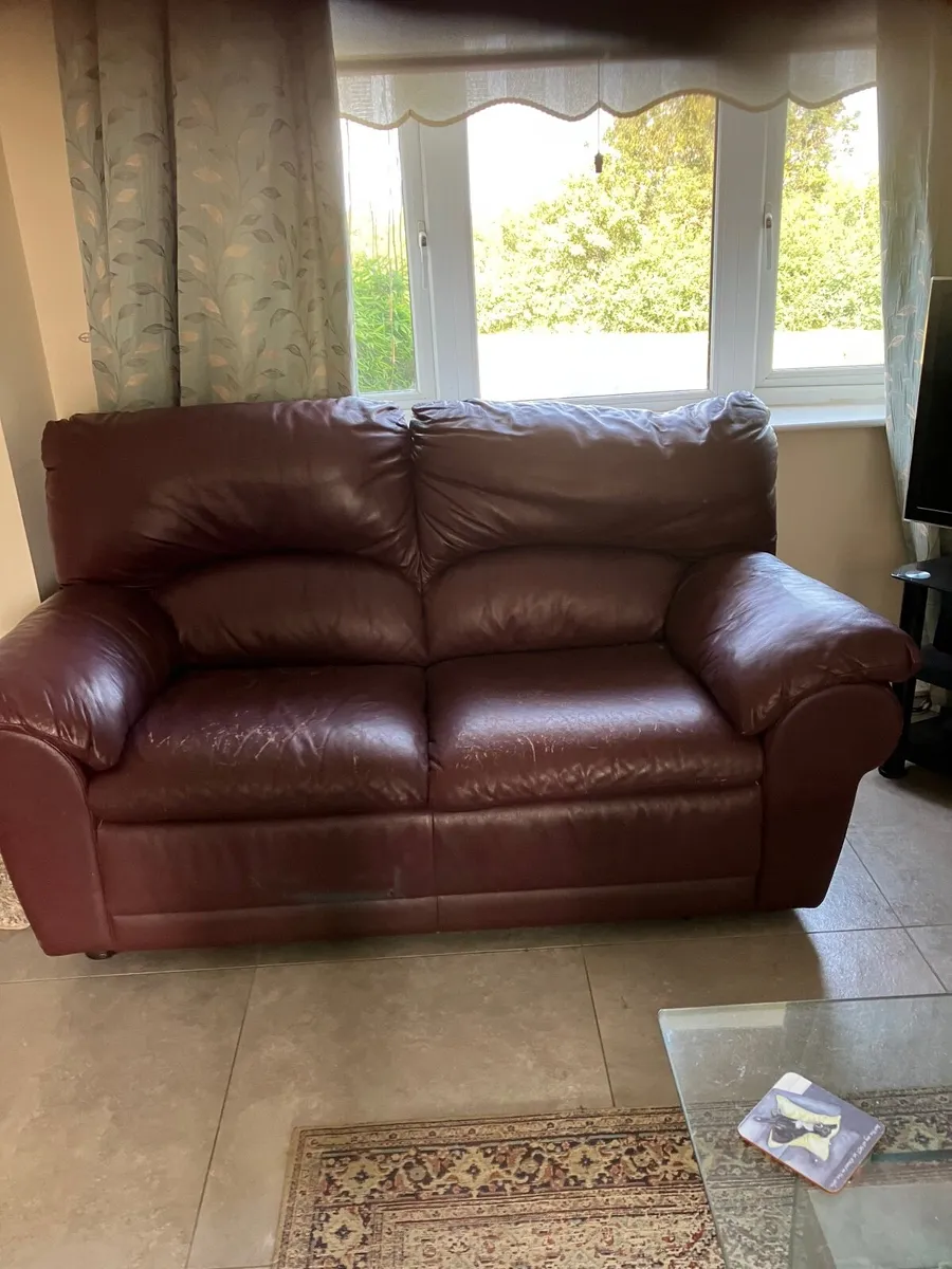 Free to collect leather sofa and armchair - Image 2