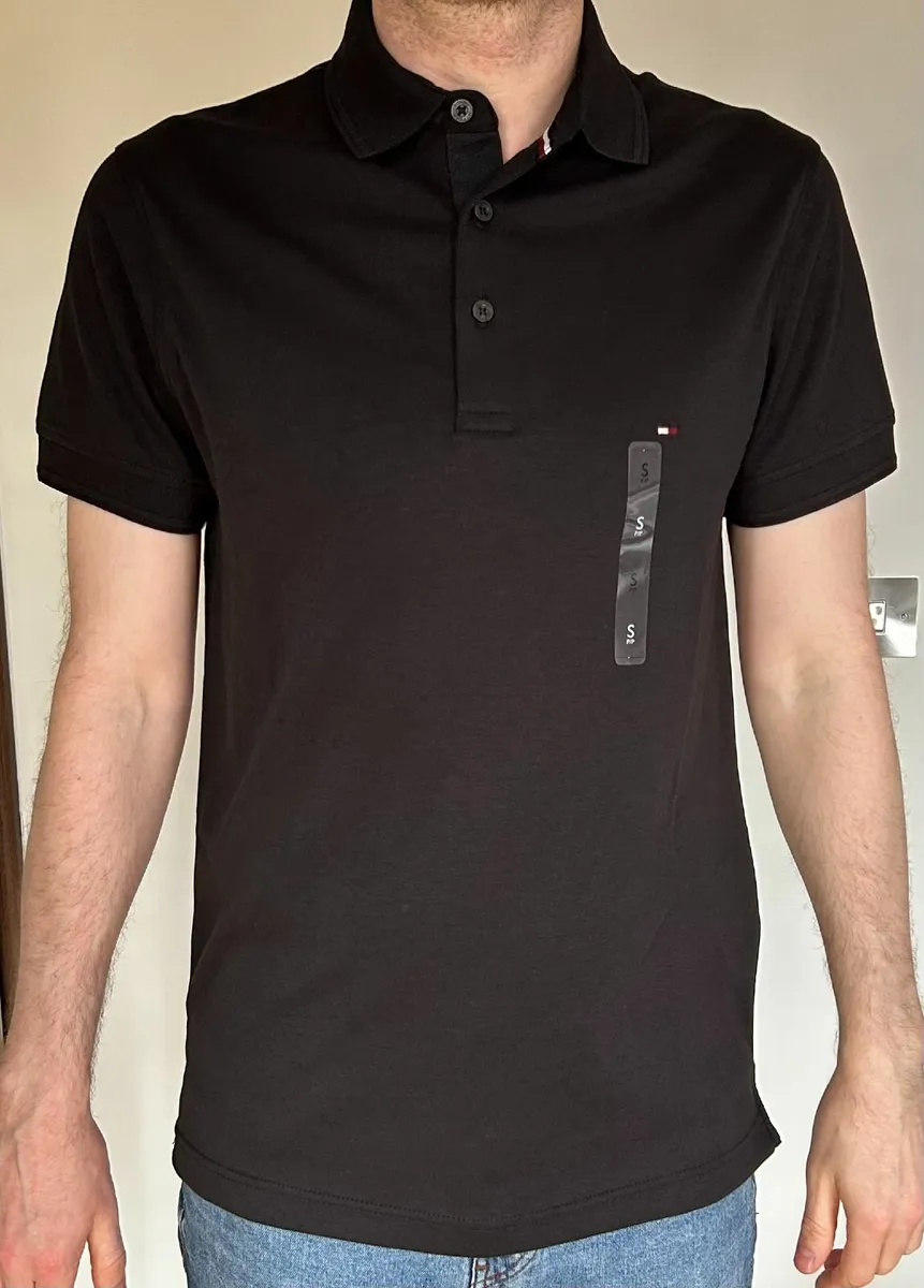Tommy Hilfiger Black Slim Fit Polo Shirt Small - Image 1