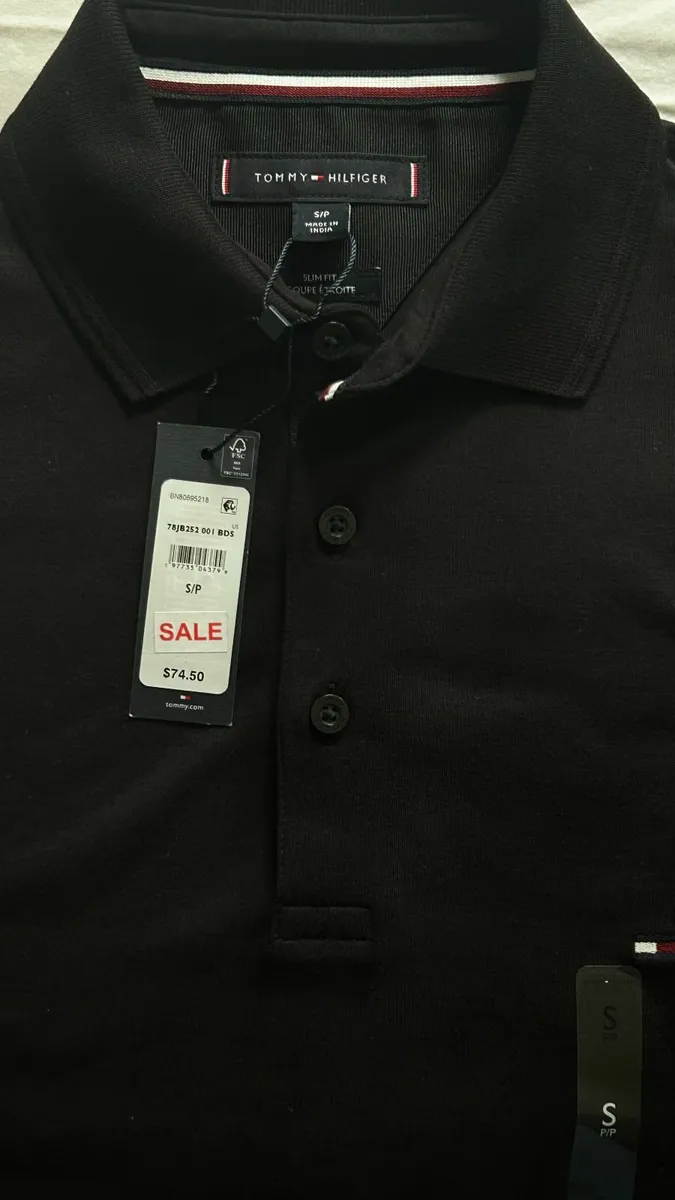 Tommy Hilfiger Black Slim Fit Polo Shirt Small - Image 3