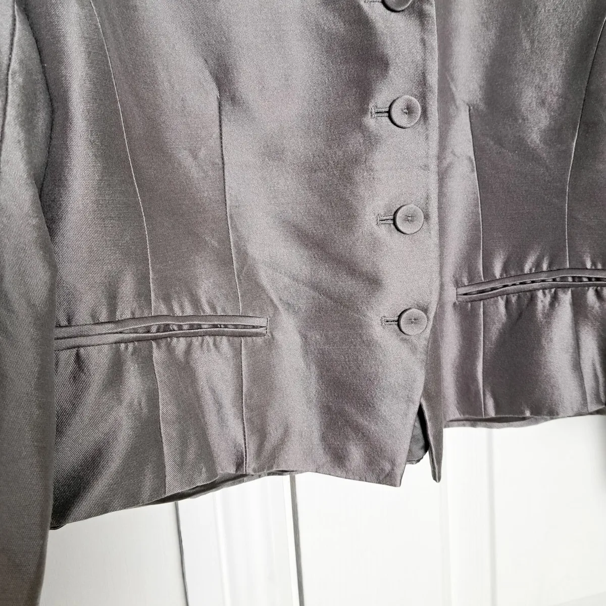 LK Bennett Grey Cropped Jacket Silk Wool 18UK/46EU - Image 4