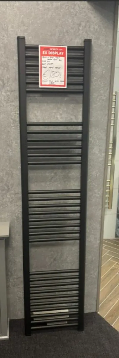 LAST ONE LEFT - 1800x400 Black Heated Towel Rail - Image 1