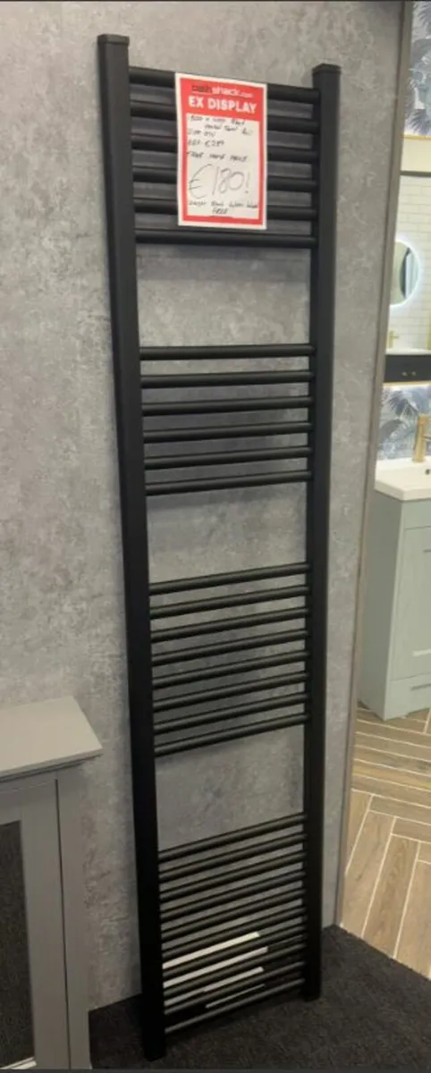 LAST ONE LEFT - 1800x400 Black Heated Towel Rail - Image 2