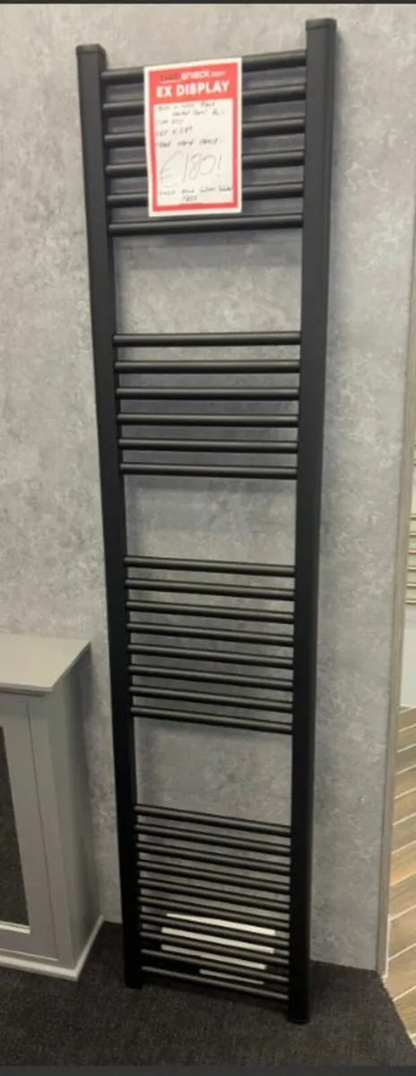 LAST ONE LEFT - 1800x400 Black Heated Towel Rail - Image 3