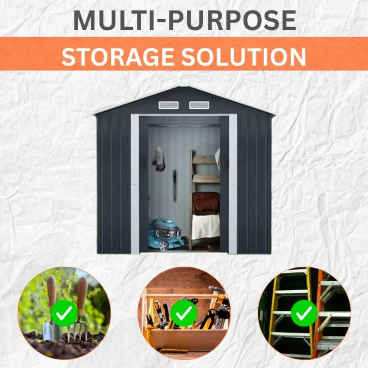6x4FT Metal Garden Shed – Compact Outdoor Shed - Image 3