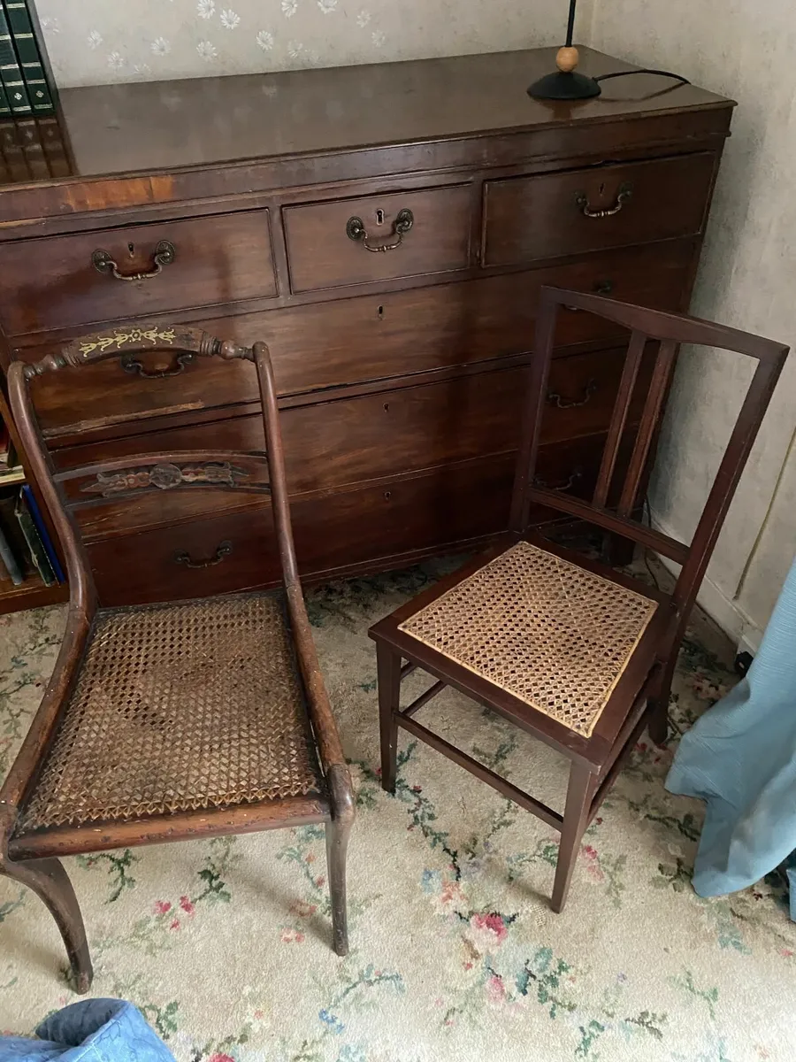 Pair of Regency chairs with Cane seats and cushion - Image 1