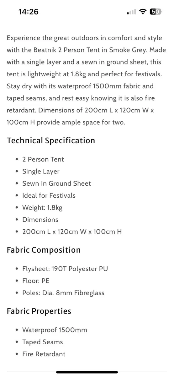 Trespass BEATNIK 2 person tent - Image 3