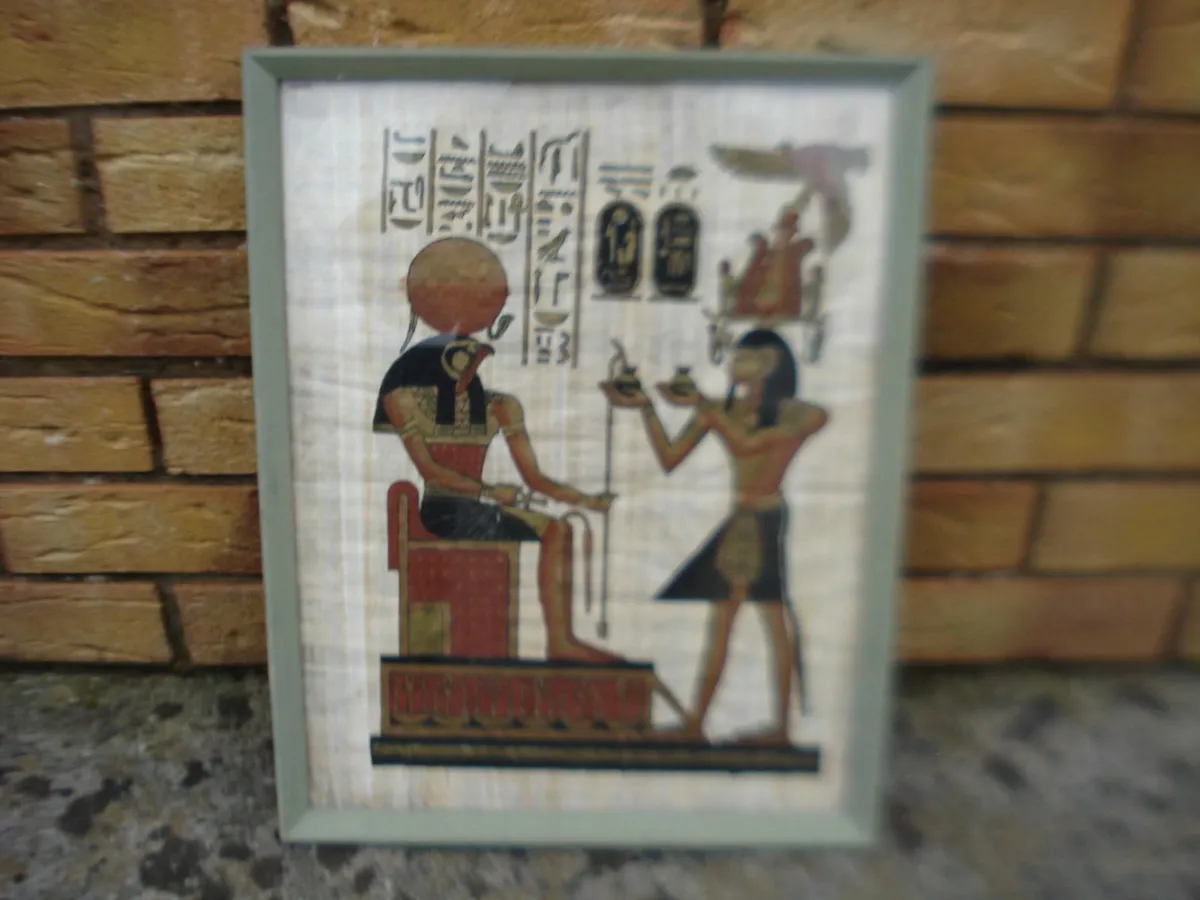 GLASS FRAMED PRINT EGYPTIAN HIEROGLYPHICS. - Image 2
