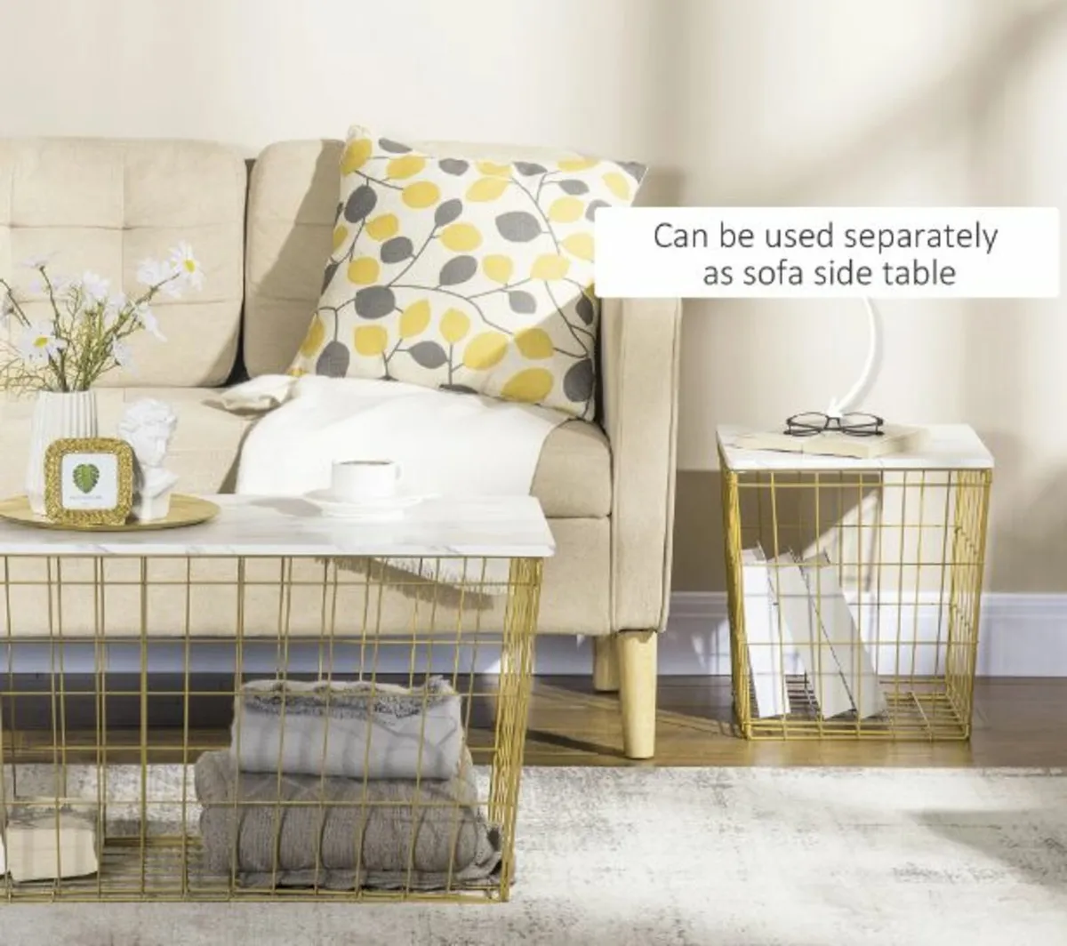 Nest of Tables, End Tables Set of 2 with Faux - Image 3