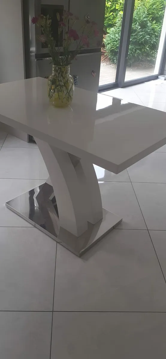 White High Gloss Dining Table 4 Seater - Image 4