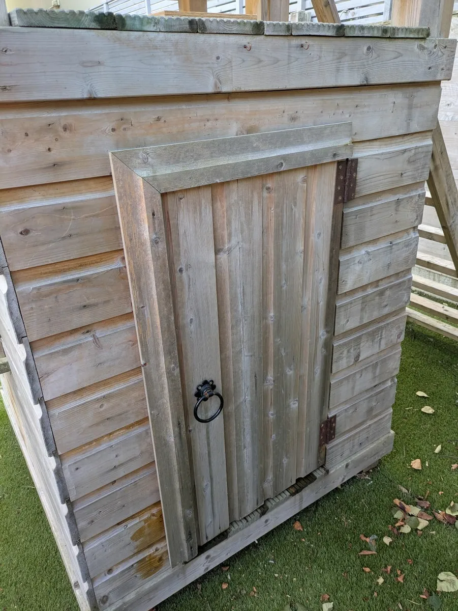 Garden playhouse with slide and swings - Image 3