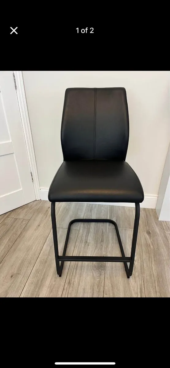 Black Faux Leather Bar Stools - Image 2