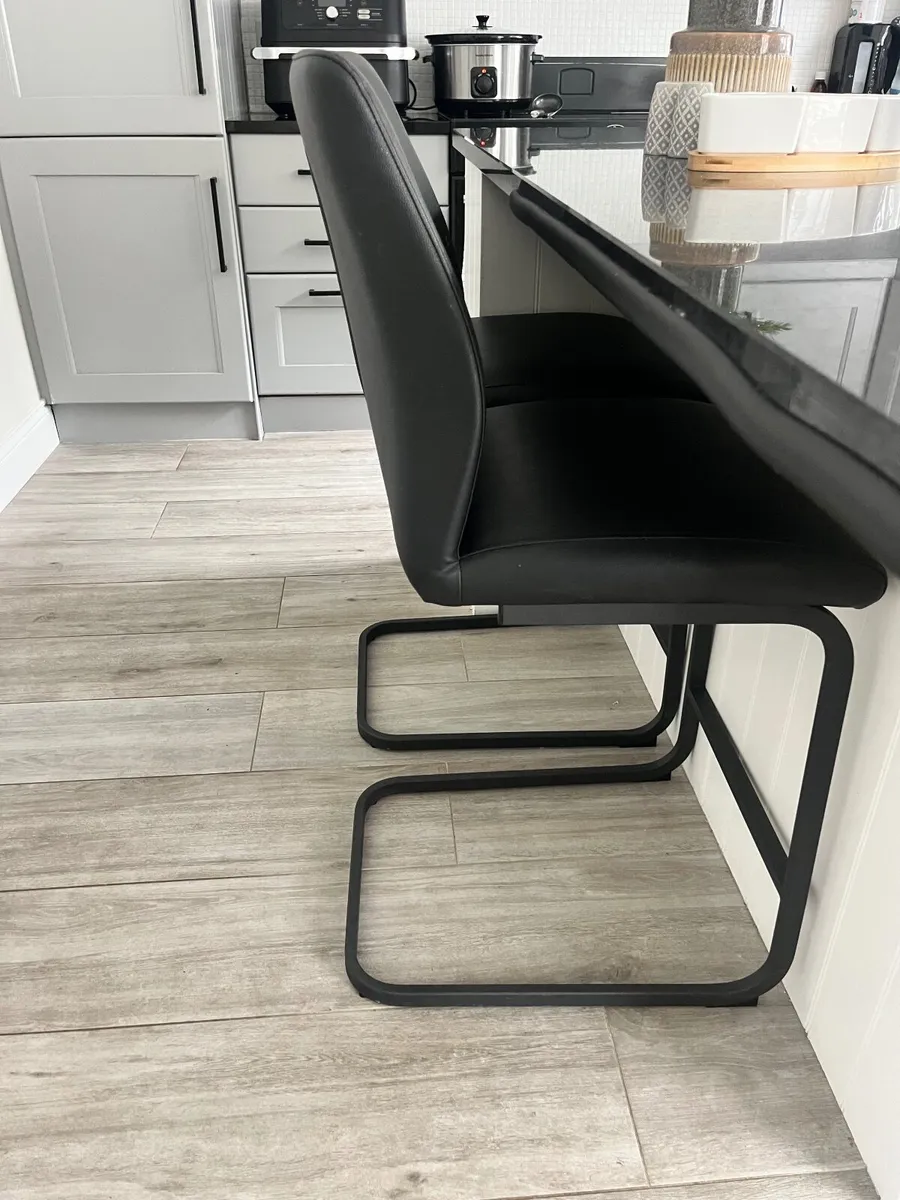 Black Faux Leather Bar Stools - Image 3