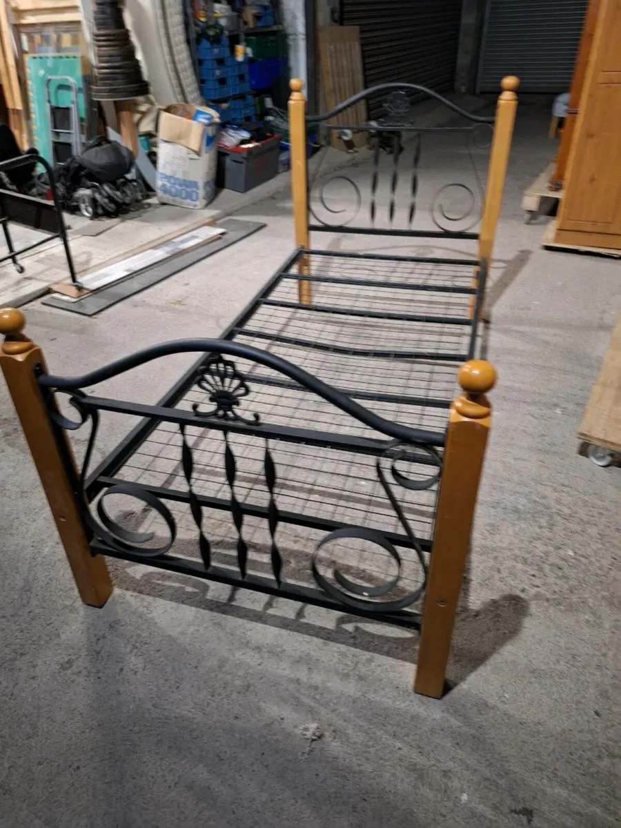 Single Bed Frame – Sturdy Metal & Wood(DELIVERY) - Image 2