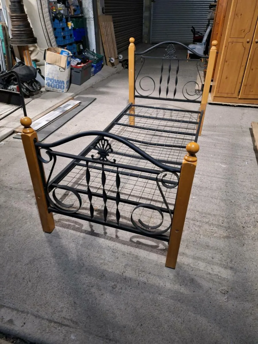 Single Bed Frame – Sturdy Metal & Wood(DELIVERY) - Image 3