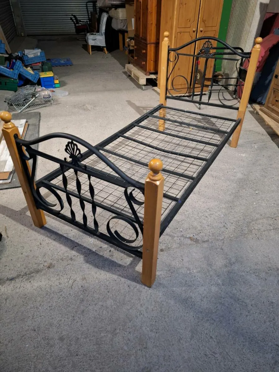 Single Bed Frame – Sturdy Metal & Wood(DELIVERY) - Image 4