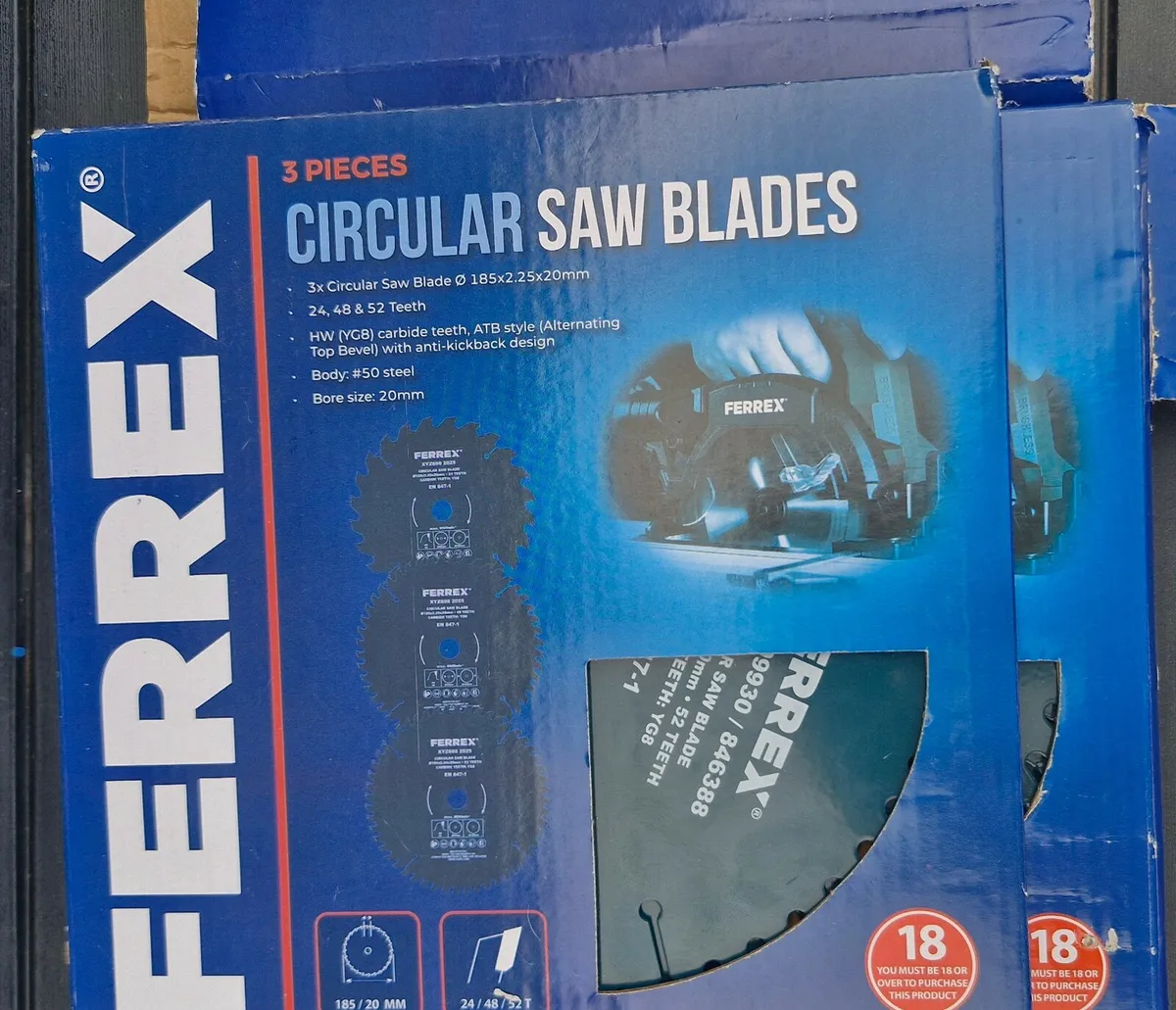 Ferrex 185mm circular saw blades x3 unused - Image 1