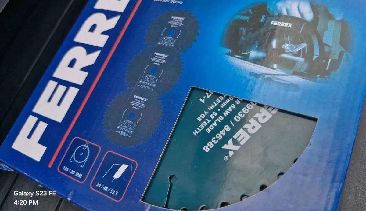 Ferrex 185mm circular saw blades x3 unused - Image 3