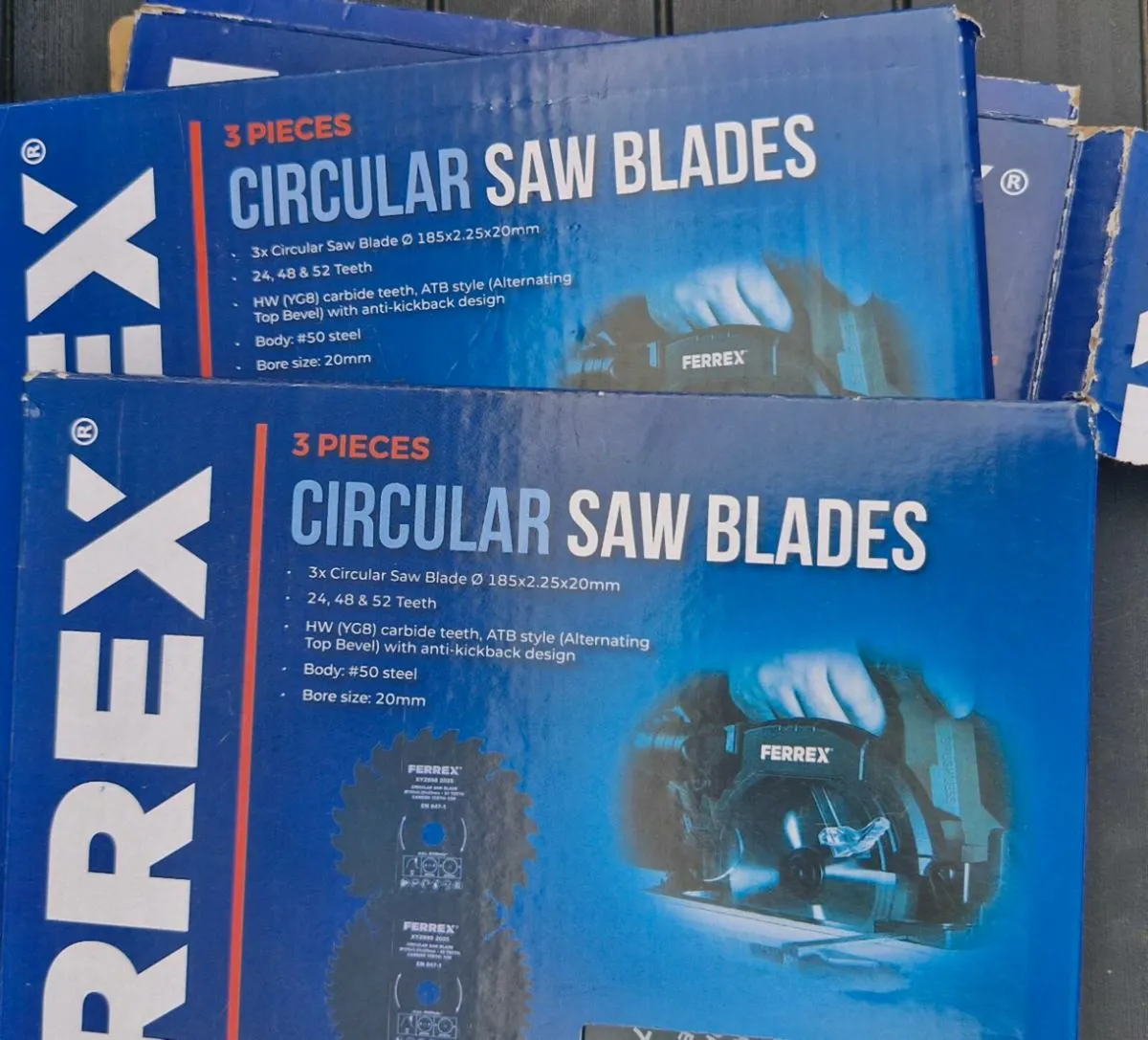 Ferrex 185mm circular saw blades x3 unused - Image 4