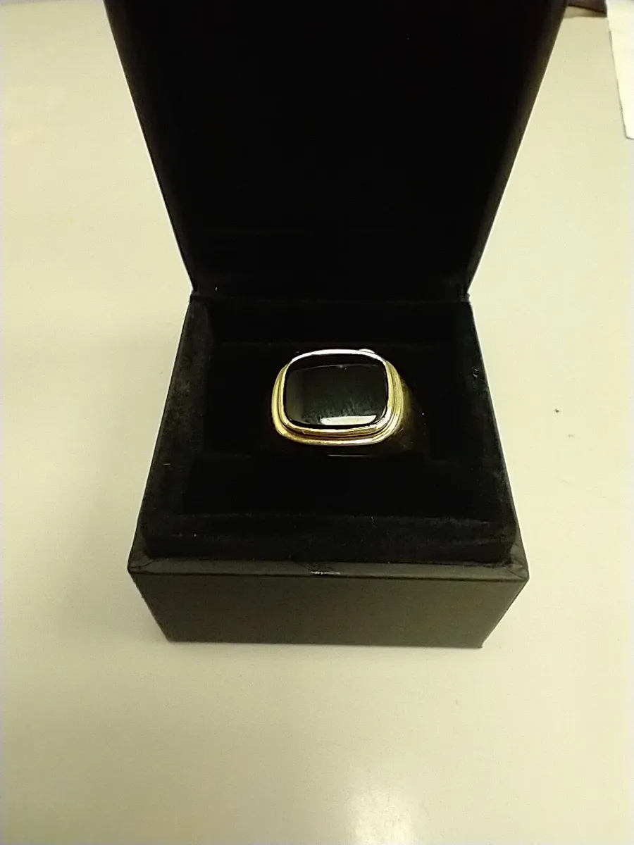 14ct Gold Ring 14k Black Stone - Image 2