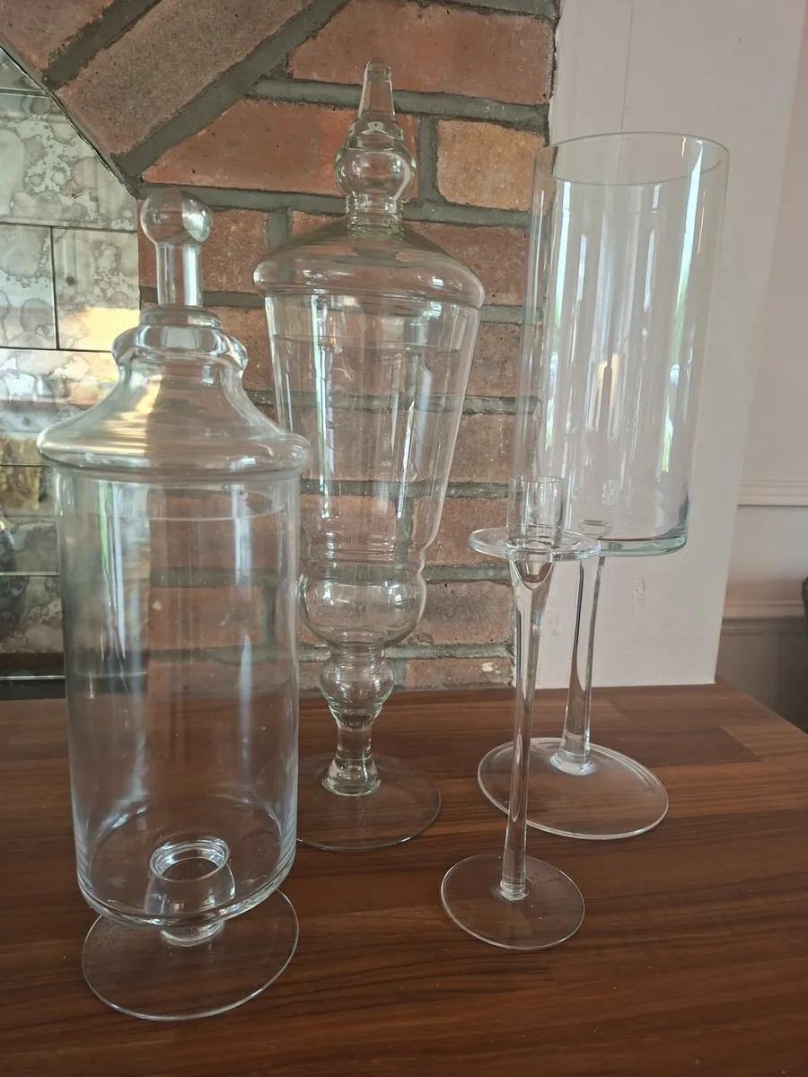 4 Glass decor / hurricane lanterns - Image 1