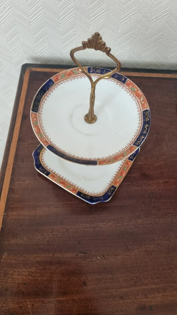Two Tier Cake Stand Fine Bone China - Image 1