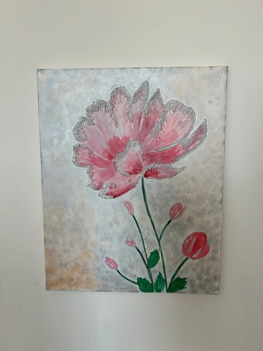 Pink flowers painting - Image 1